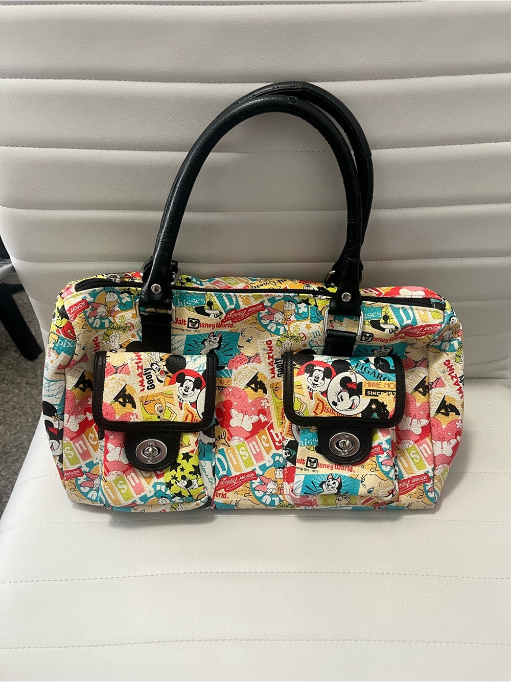 Disney Parks Mickey Mouse and Friends Collage satchel handbag